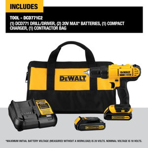 DEWALT 20V Max Cordless Drill/Driver Kit