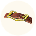 illustration of a leather buckle with brass hardware