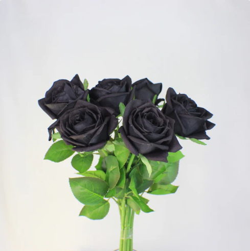 Black Large Real Touch Rose - Realistic Artificial Flowers - Image 2