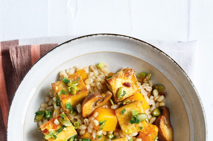 Caramelized Tofu with Pumpkin Seeds
