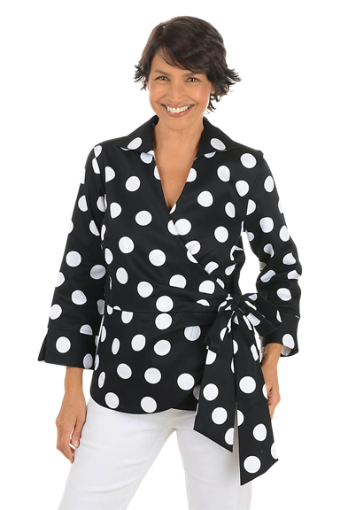 Polka dot salina side-tie blouse.