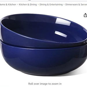 LE TAUCI 9.6 Inch Large Serving Bowls, 2.5 Quart Big Salad Serving Bowls, Serving Bowls For Entertaining, Microwave & Dishwasher Safe, Deep Soup Bowl for Kitchen, (True Blue, 85 ounce (set of 2))
