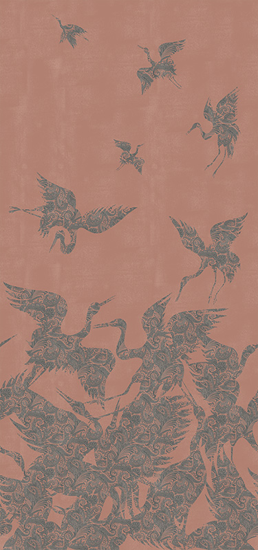 pink & blue beautiful heron wallpaper pattern image