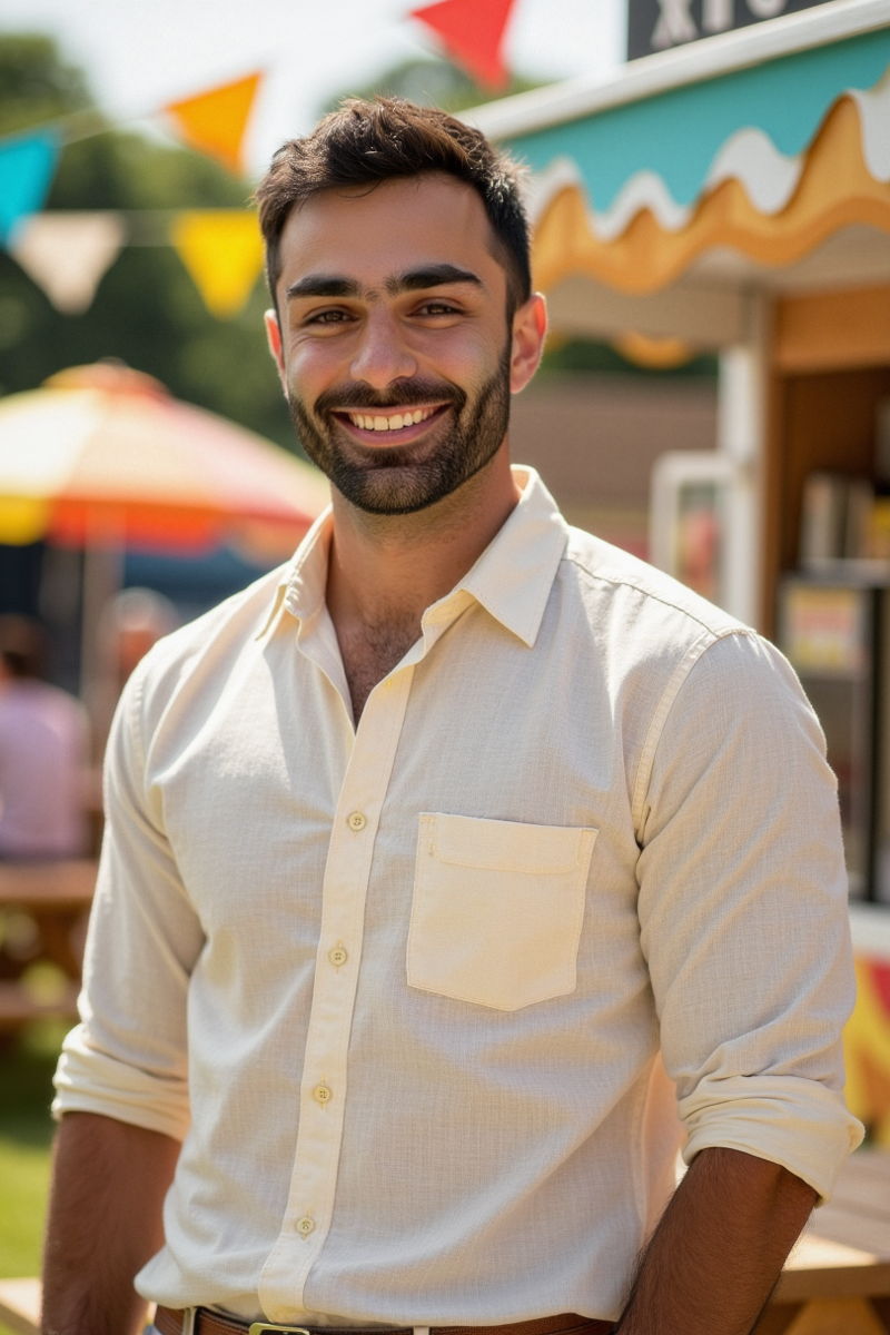 Photo generated by Secta Labs in style of Summer Carnival Portraits