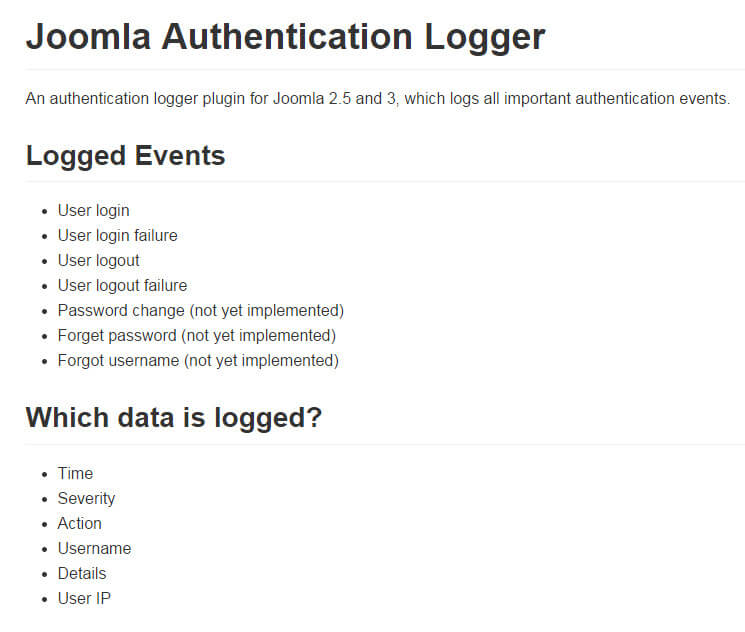 Authentication Logger - файлы для анализа заходов в Joomla