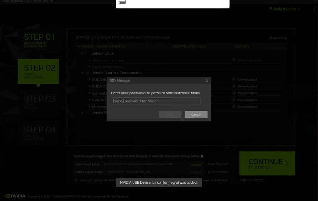 SDK Manager step-2 password