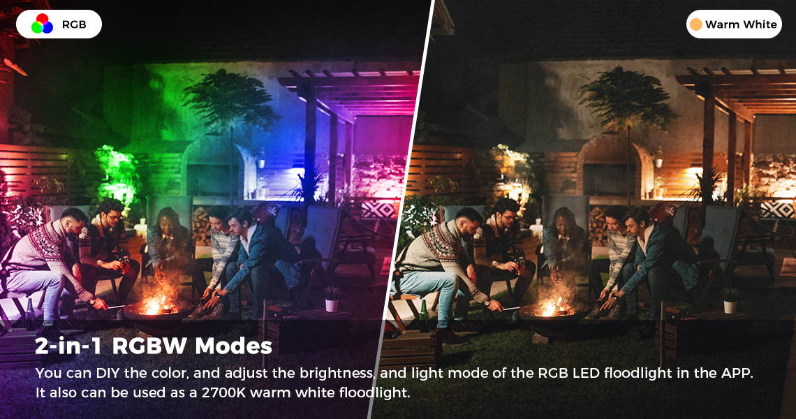 Color Chaning Flood Lights with Warm White