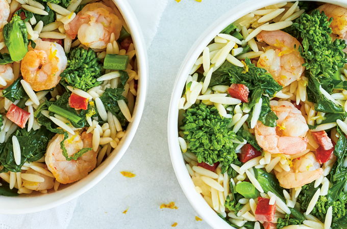 Orzo aux crevettes et au chorizo