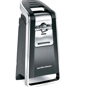 Hamilton Beach Smooth Touch Electric Automatic Can Opener with Easy Push Down Lever, Eliminates Sharp Edges, Opens All Standard-Size and Pop-Top Cans, Extra Tall, Black and Chrome (76606AG)
