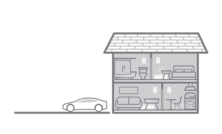 An illustration of heating in multiple zones of a home