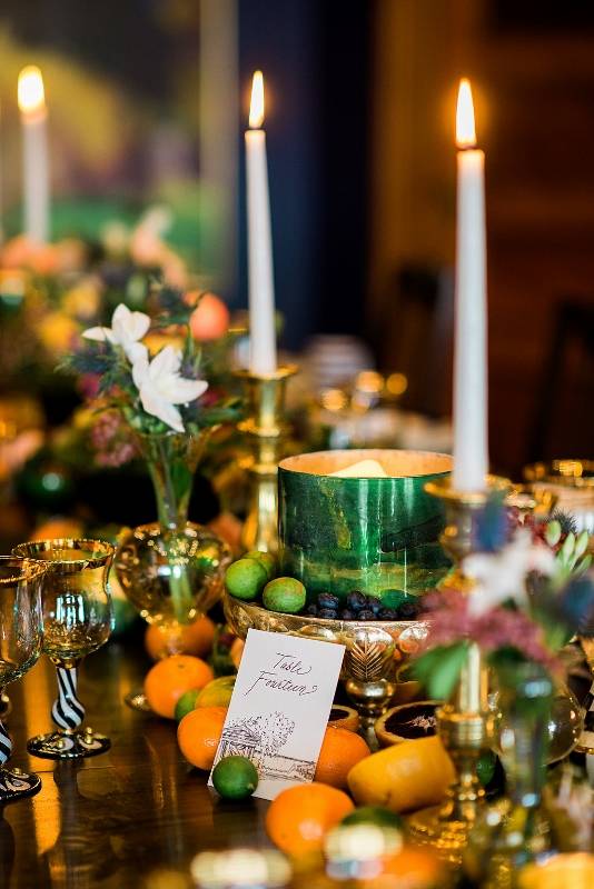 Tablescape centerpiece with fruit