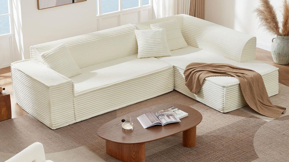NEW in Box New Chita Cream L shaped Modular Boneless Sofa Model ...