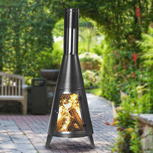 Modern Wood Burning Outdoor Chiminea Fireplace For Sale