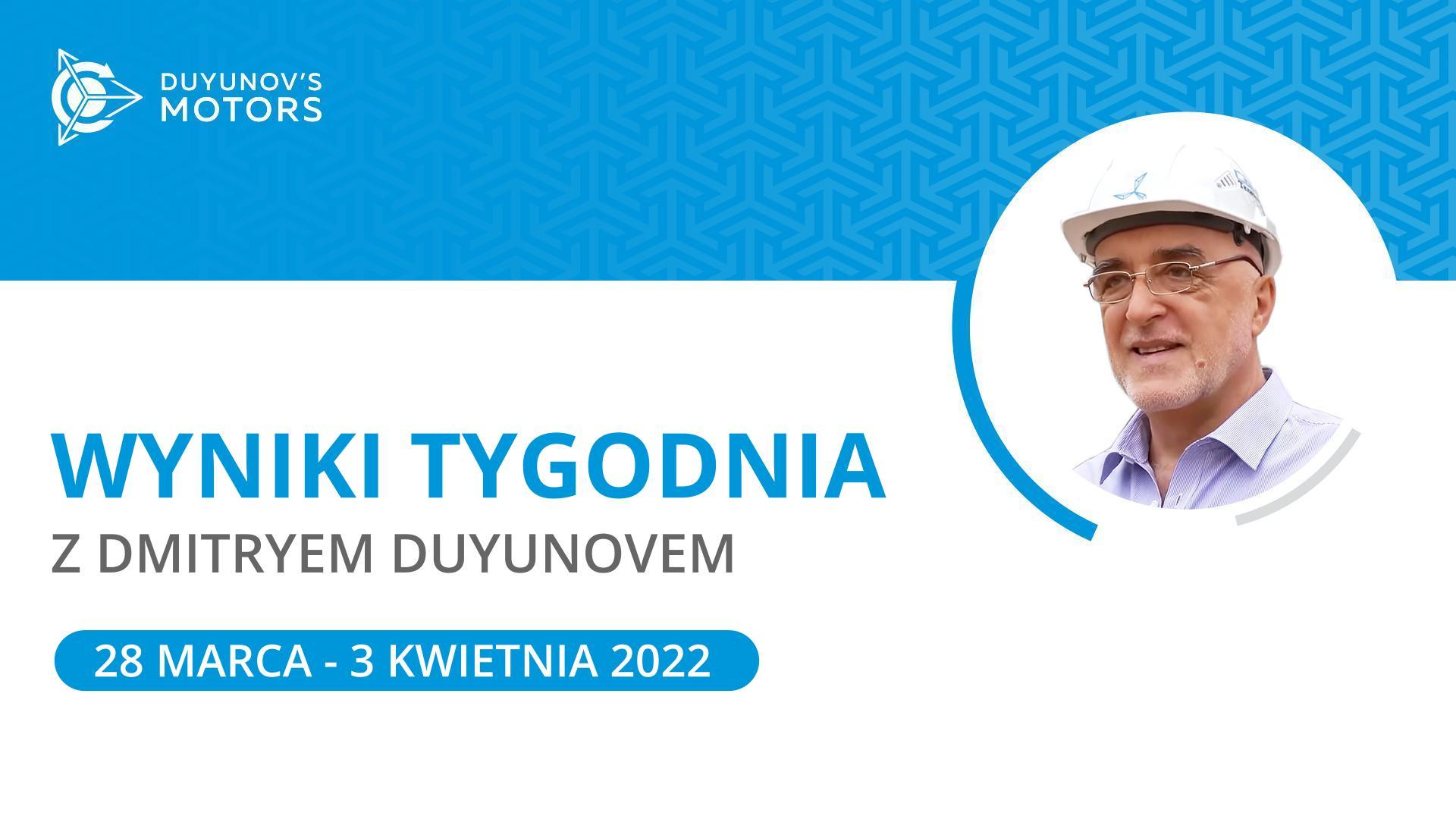 Wyniki tygodnia w projekcie Silniki Duyunova