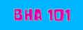 Blue background with text in neon pink and yellow outline - BHA 101