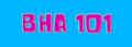 Blue background with text in neon pink and yellow outline - BHA 101