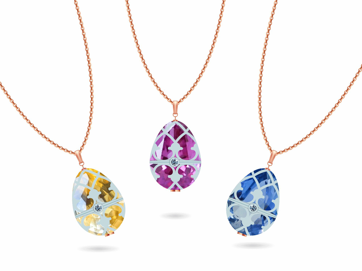 faberge gemstone eggs with rose gold