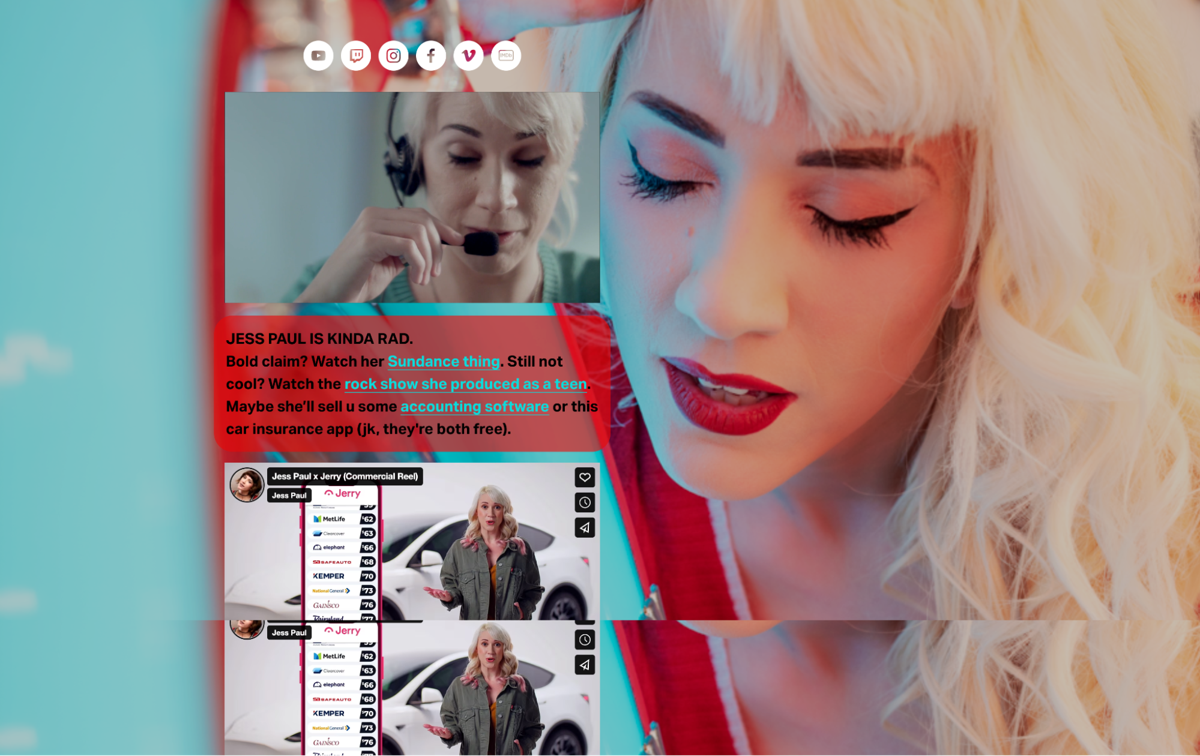 Screenshot of Jess Paul , from the model websites collection.