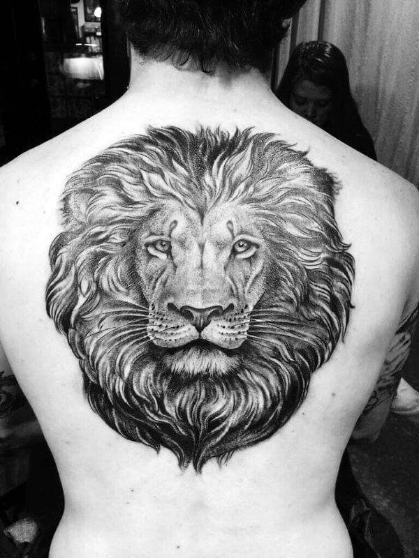 Tatouage Tete De Lion Dos Homme