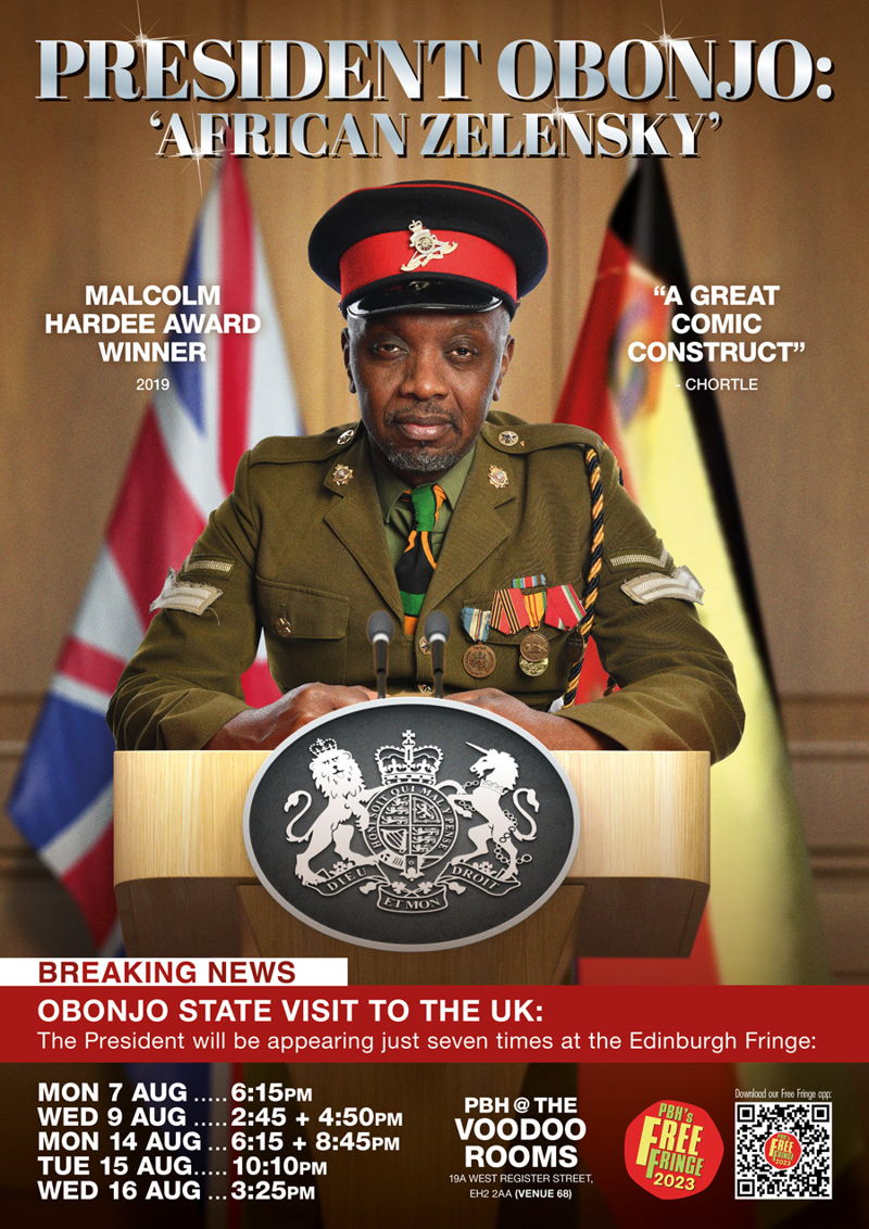 The poster for President Obonjo: African Zelensky