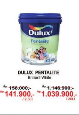 Promo Harga DULUX Pentalite Brilliant White 2 5 lt di Depo Promo Harga DULUX Pentalite Brilliant White 2 5 lt di Depo