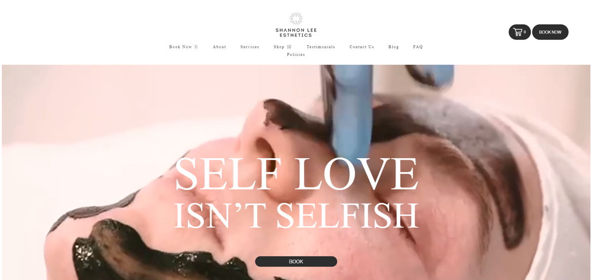 Screenshot of Shannon Lee Esthetics, from the esthetician websites collection.