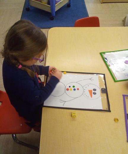 The Kindergarten class are using math to build a snowman.