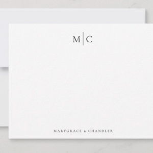50 count - Two Initial Monogram Elegant Couple Stationery - M|C; MARYGRACE & CHANDLER