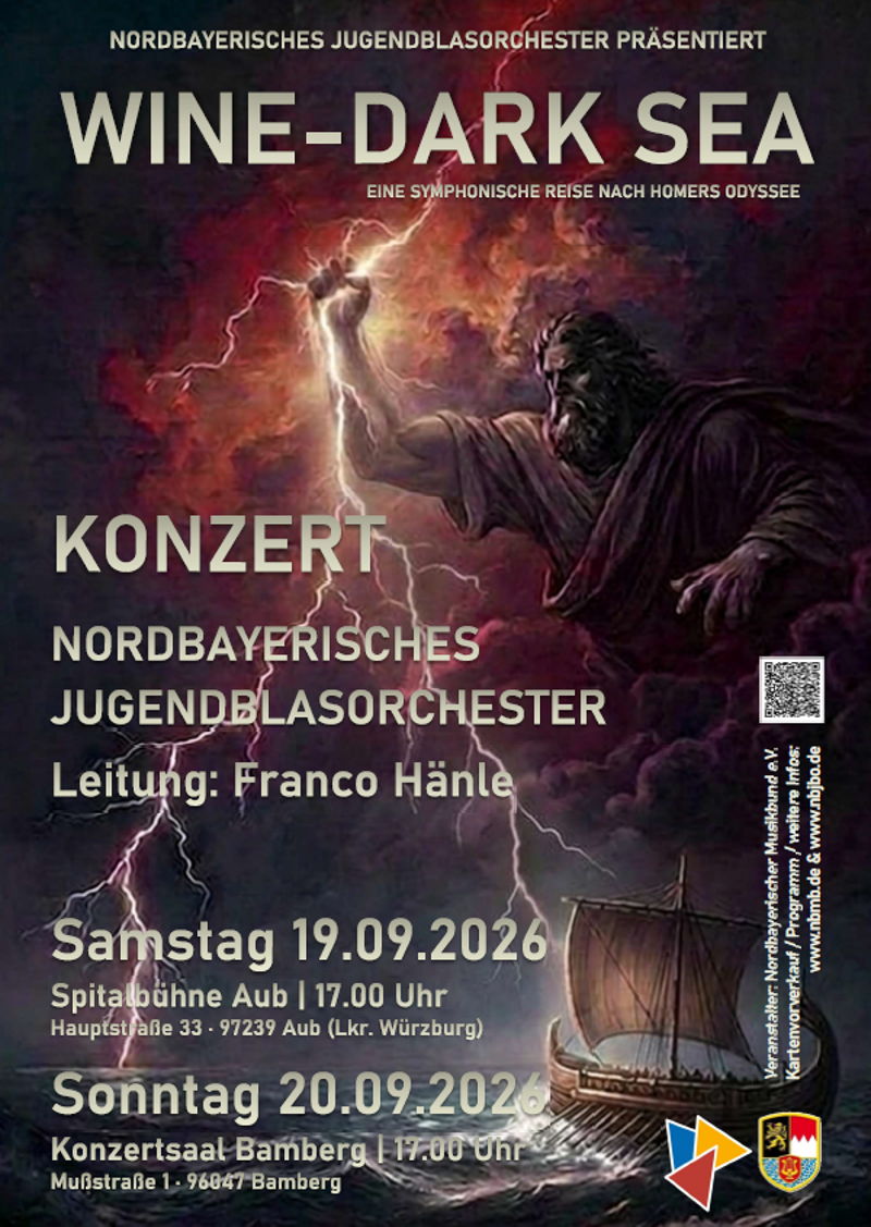 Konzertplakat mit der Aufschrift "WINE-DARK SEA"