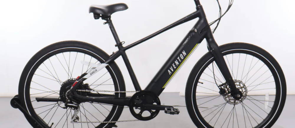 a black Aventon Pace 500.3 electric city bike