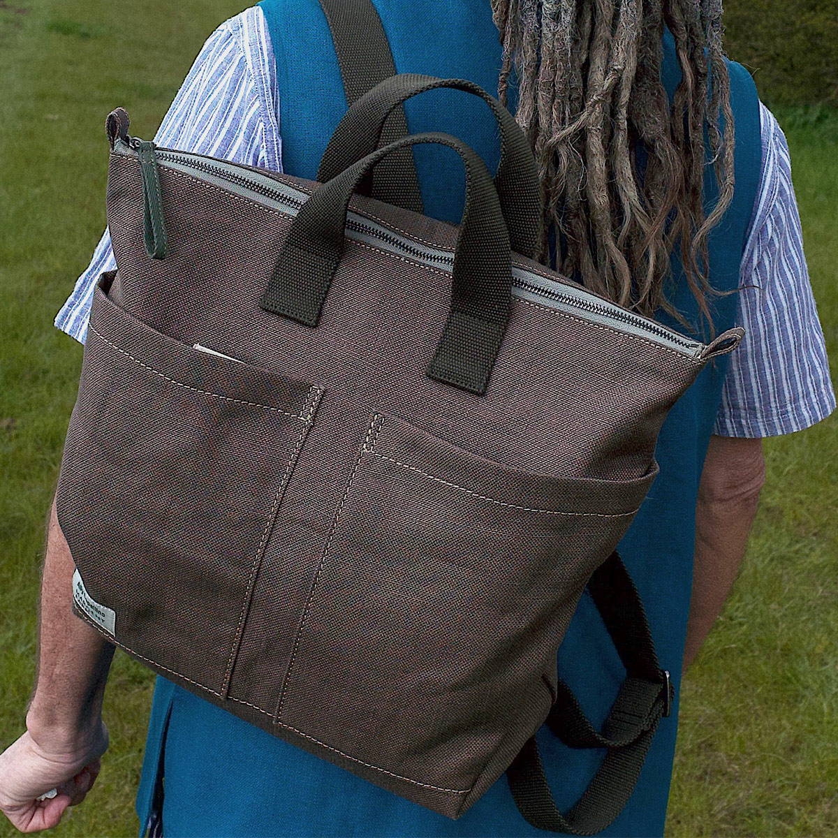 Ally Capellino X Margent Farm Hemp Backpack in Khaki