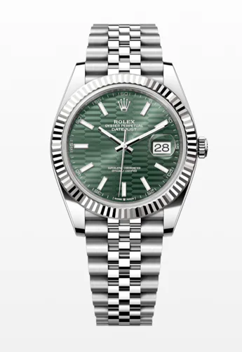 Rolex Datejust 41 Green Motif Dial Index Numerals Jubilee Bracelet