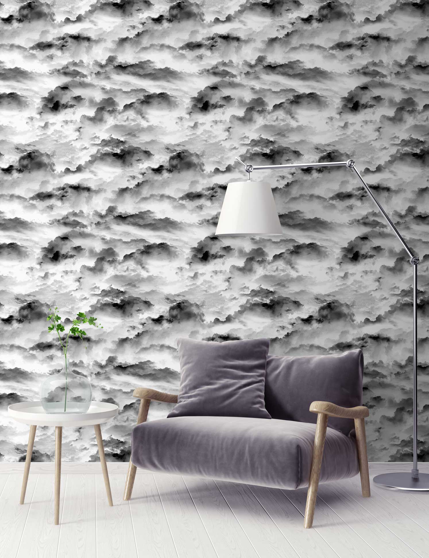 Beautiful　Wallpapers　Abstract　Cloud　Wallpaper　Feathr　Black　White