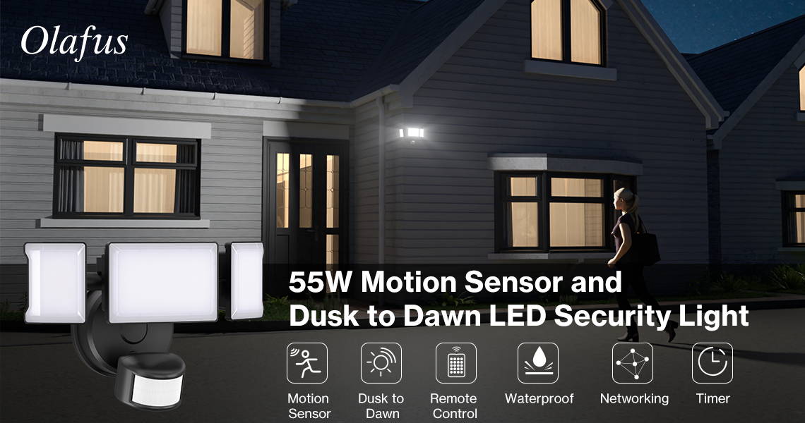 55W Motion Sensor & Dusk to Dawn Lights