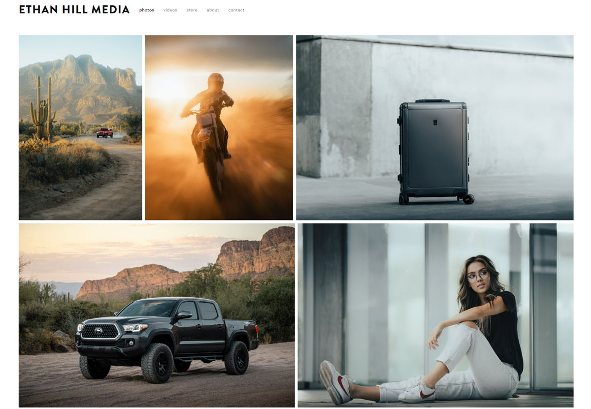 Screenshot of Ethan Hill Media, from the videography websites collection.