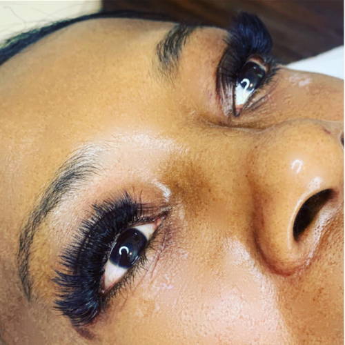 closeup view of volume lashes