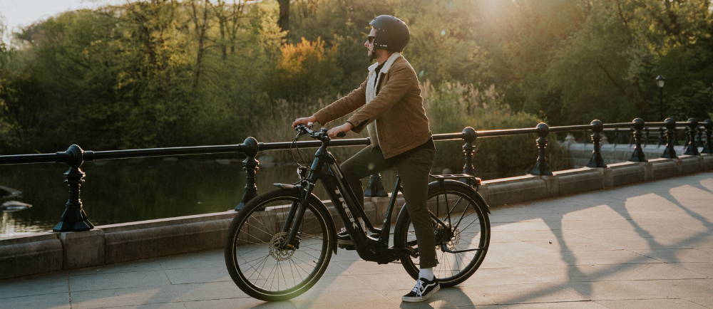 a man on an e-bike Trek Allant+