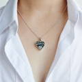 Small lver heart necklace on silver chain as worn - Lily Gardner London