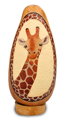 Stipple Carved Gourd Vase with Giraffe