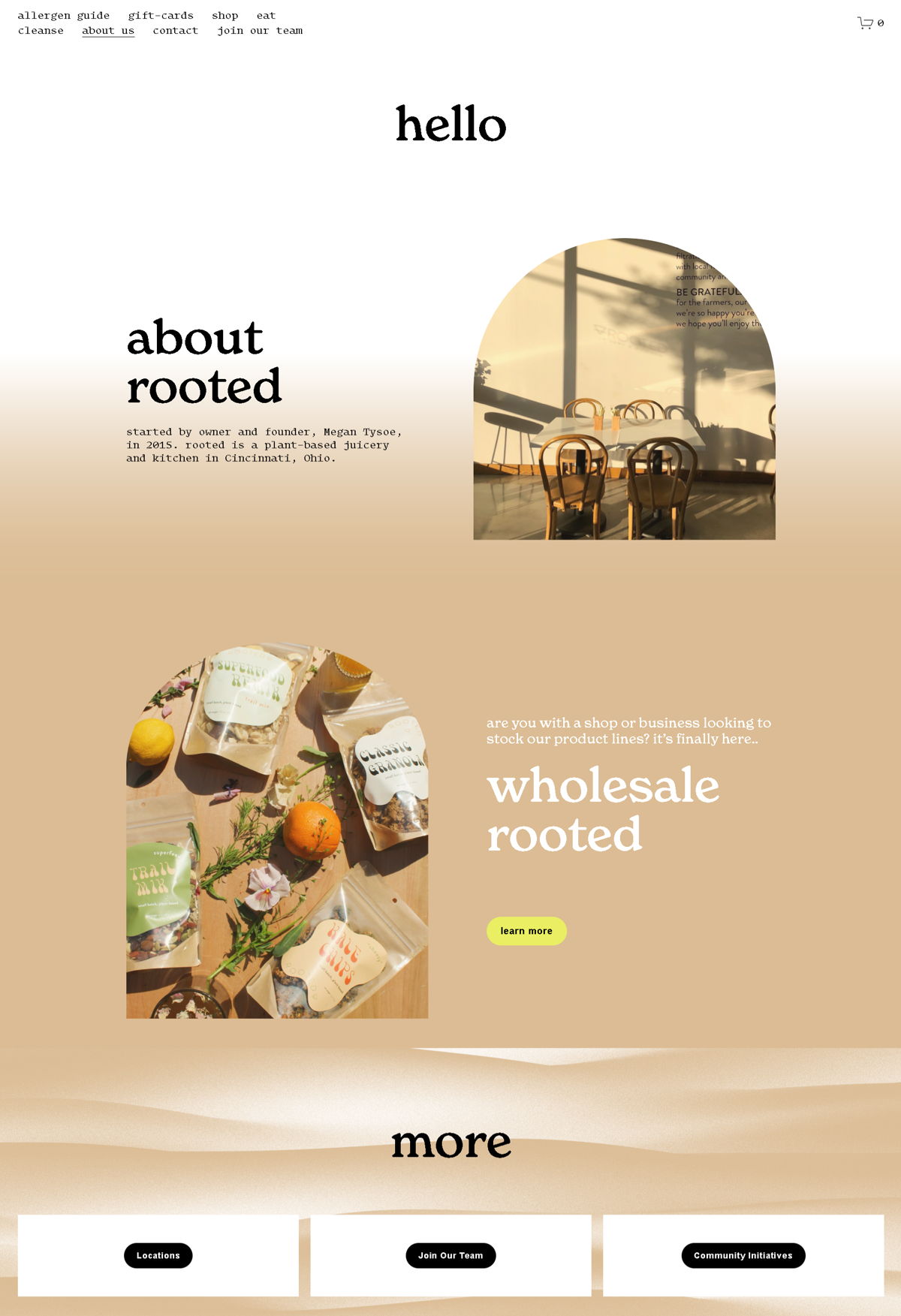 Screenshot of Rooted , from the about us page examples collection.