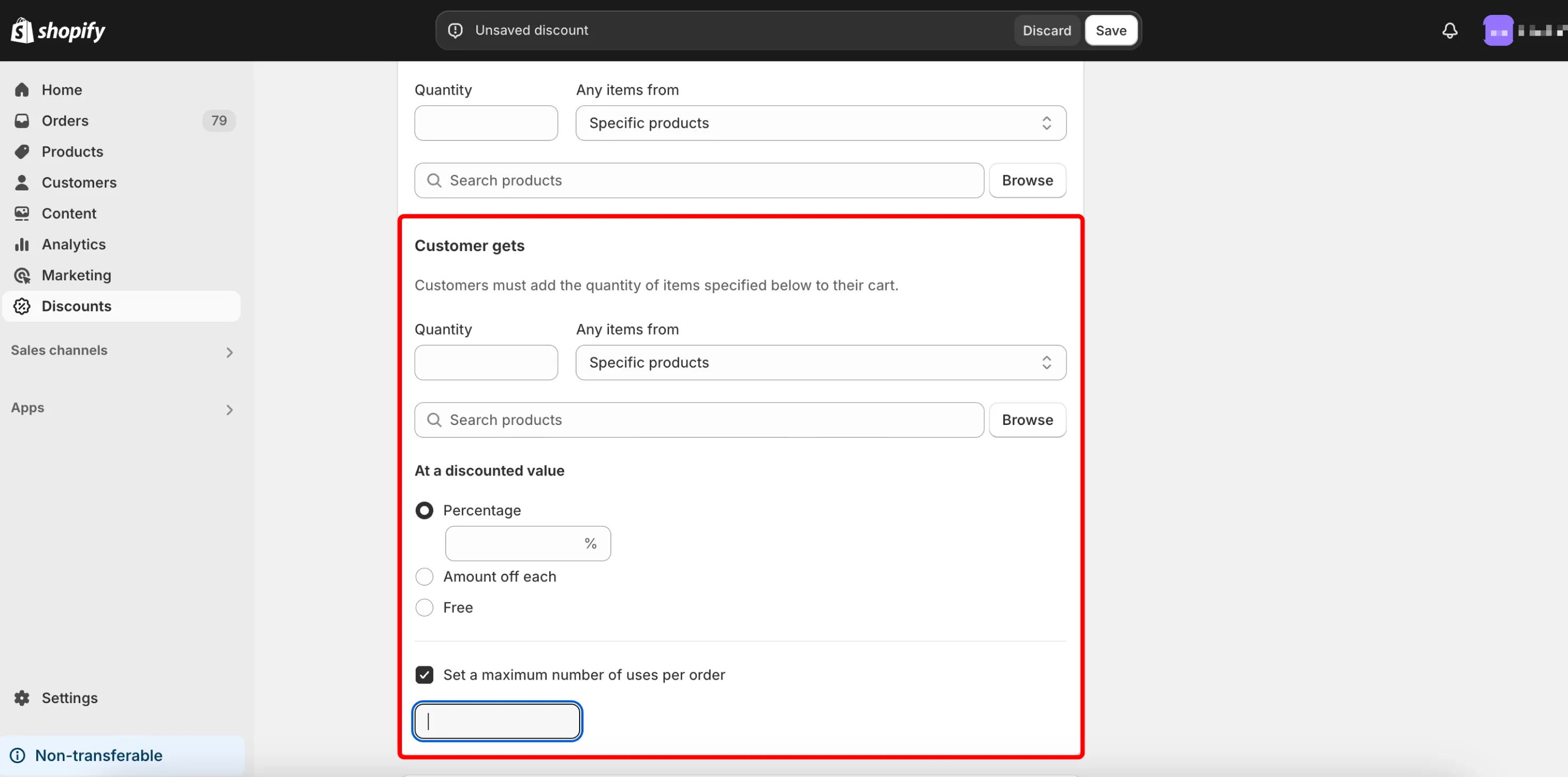 Shopify automatic discount conditions