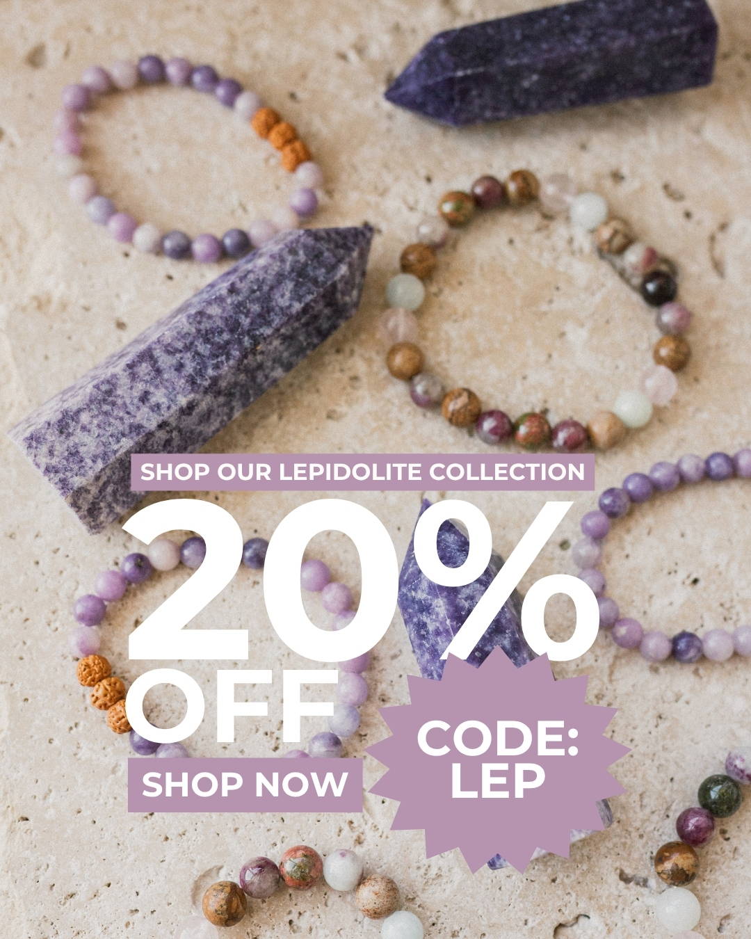 Lepidolite Crystal Collection 20% Off