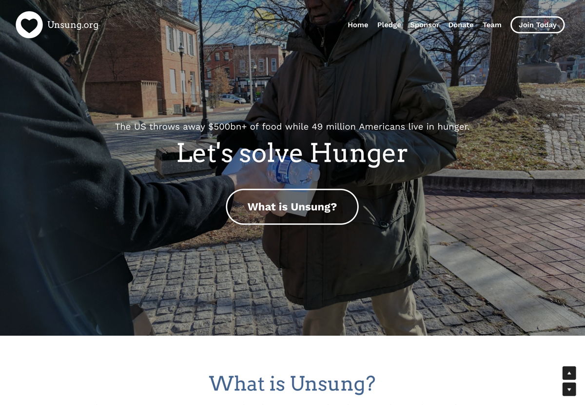 Screenshot of Unsung, from the nonprofit & charity websites collection.