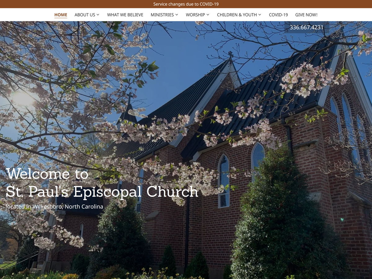 Screenshot of St. Paul's Episcopal Church, from the godaddy websites collection.