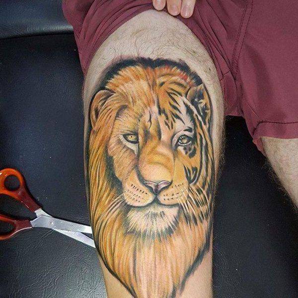 Tatouage Lion Tigre Jambes