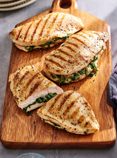 Chicken Breasts Stuffed with Arugula and Parmesan