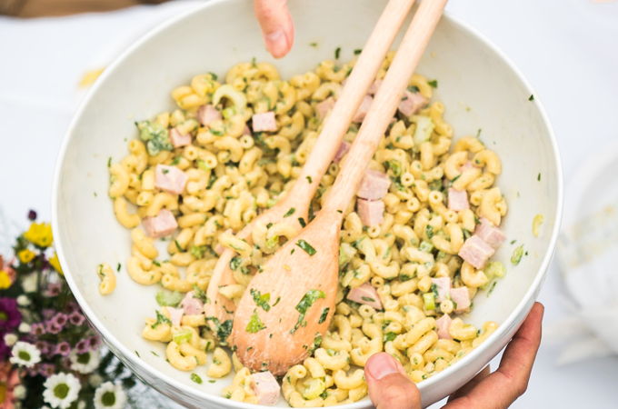 Cold Ham and Mustard Macaroni Salad