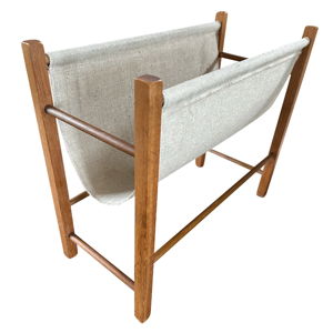 Mid 20th Century Scandinavian Danish Mid Century Teak and Burlap Magazine Rack