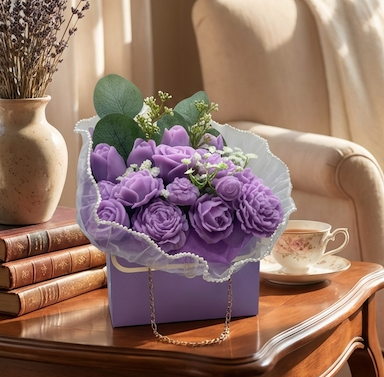 Black Raspberry & Vanilla Soap Flower Handbag Bouquet