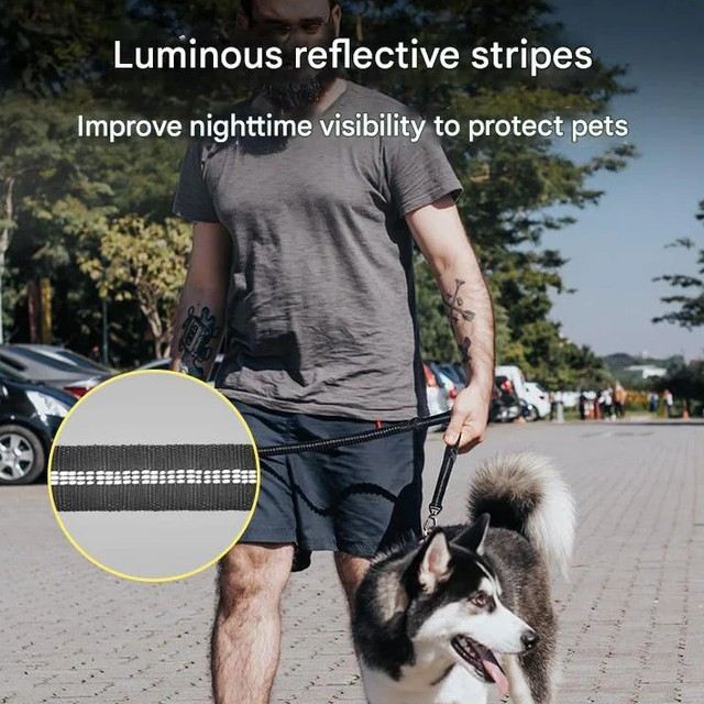 Shock Absorbing Dog Leash with Reflective Stitching - 135cm for Small to Large Dogs - Image 2